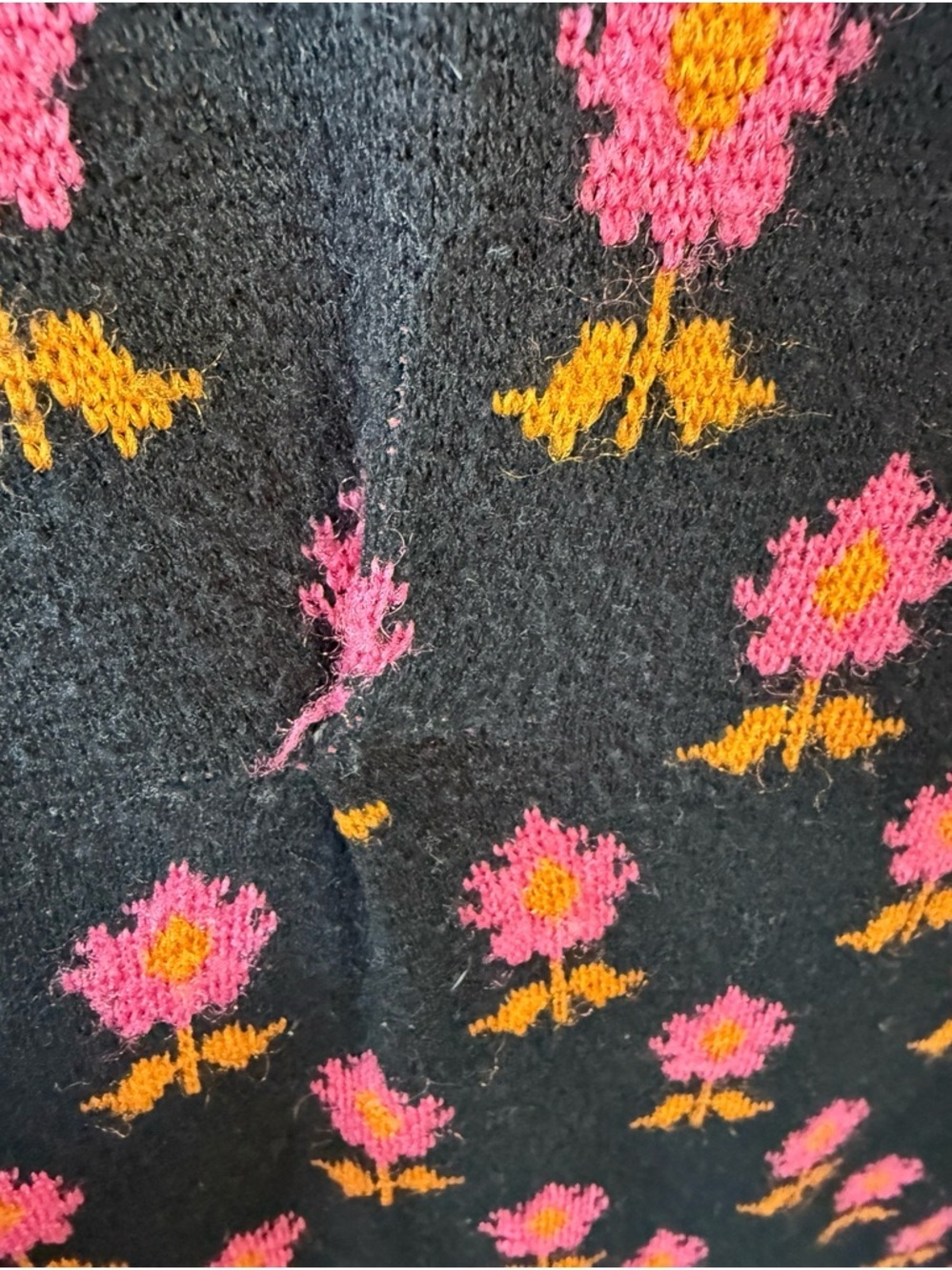 Vintage Johnathan Martin Black Floral Knit Dress with Pink & Gold Pattern Size S - Picture 10 of 16